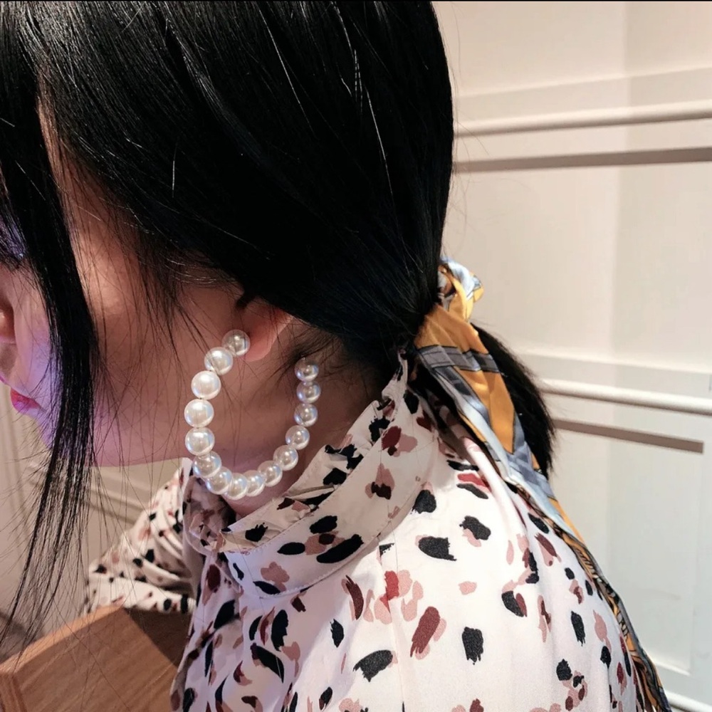 Large Pearl Hoops